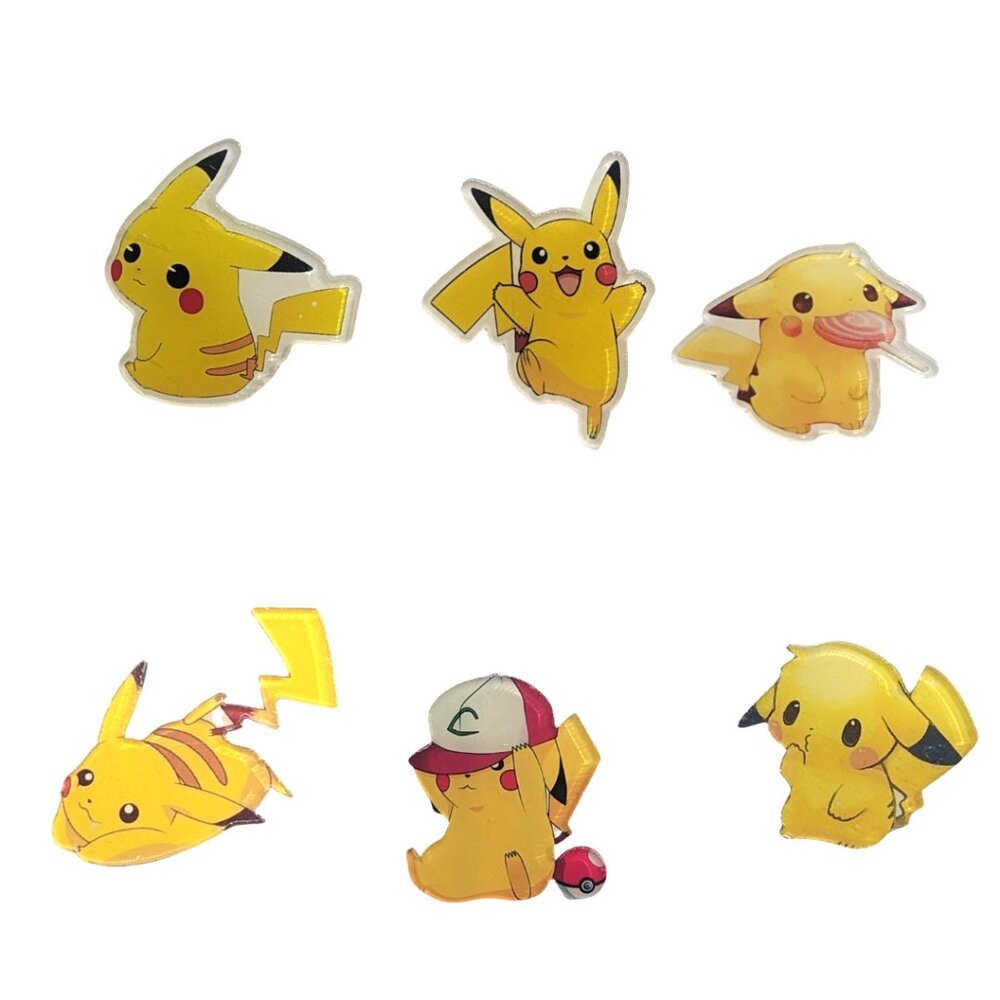 Pikachu Pokemon Anime Acrylic Pins Set of 6 NEW